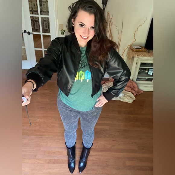 NWT Lamarque Evelin Faux Leather Cropped Bomber Jacket L - PERFECT FALL JACKET - Picture 14 of 17